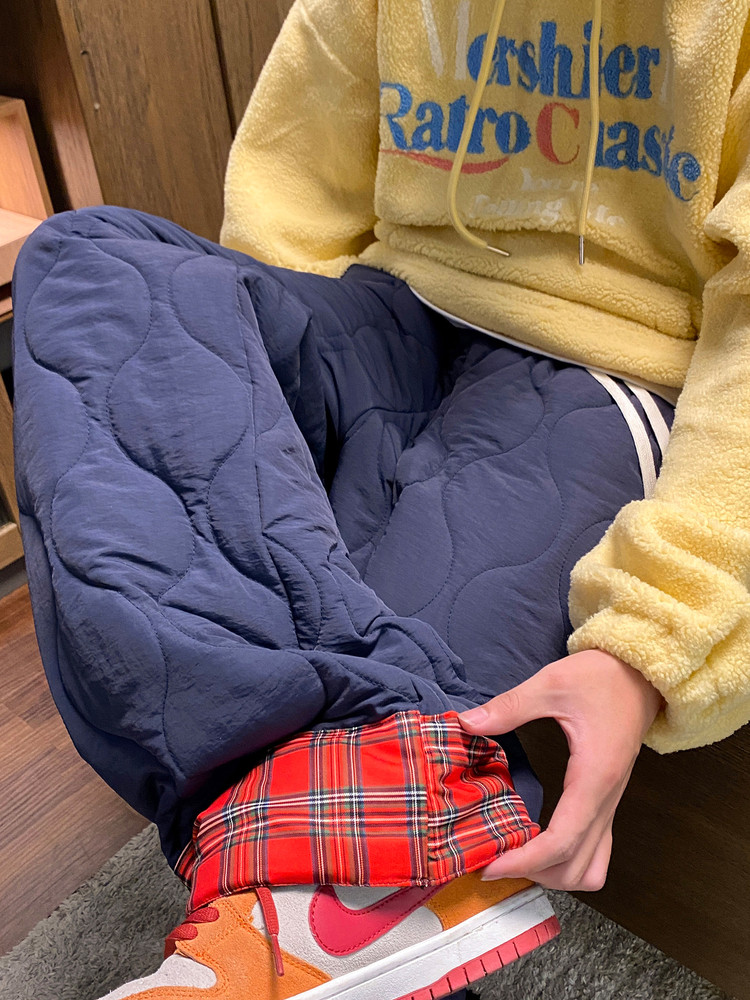 Tangshi Group Desso Warm Padded Casual Pants for Women, New Winter Style, Outdoor Cold-Proof, Fleece-Lined, Thickened Long Pants, Trendy