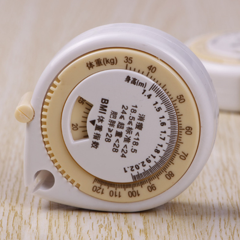 Full delivery of gifts-double-function bmi waist circumference ruler healthy scale body index scale automatic telescopic plastic measuring tape