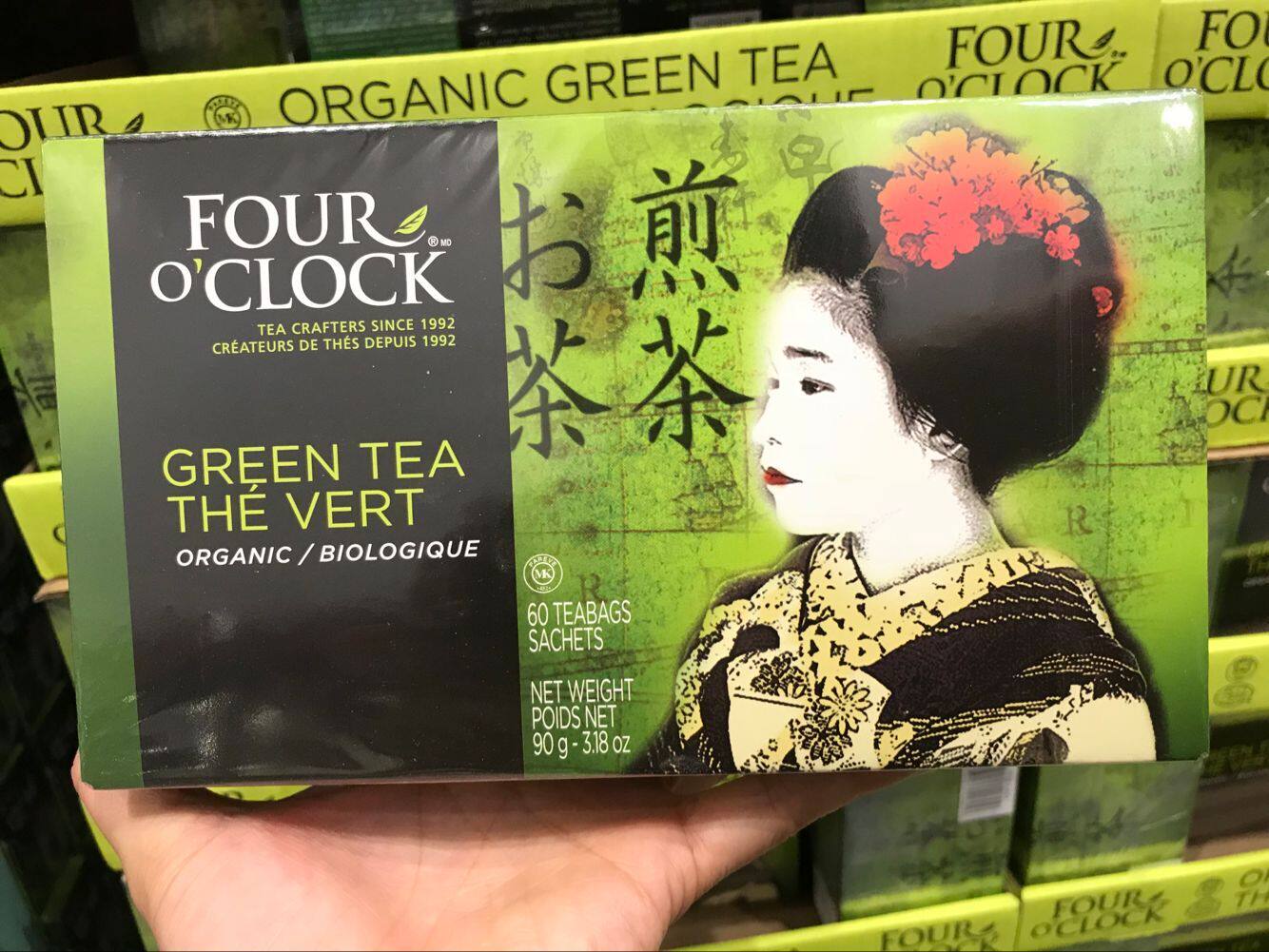 Canada Direct Mail Four Oclock Japan Green Tea Organic stand-alone tea bags 60 packs 90 grams