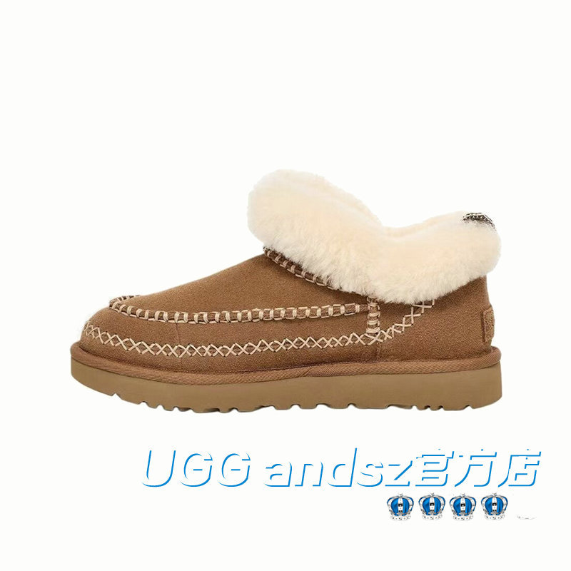 Authentic Ugg Andsz Snow Boots for Women, Alpine Warm Casual Round-Toe Thick-Soled Slip-On Furry Shoes