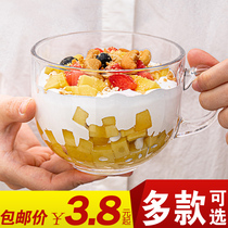 Green Apple glass water cup milk breakfast cup large milk tea Coffee Oatmeal cup with big belly with lid spoon