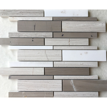 Grey White Marble Mosaic Wall Sticker Natural Stone White Lime Wood Grain Background Wall Bathroom Toilet Arc