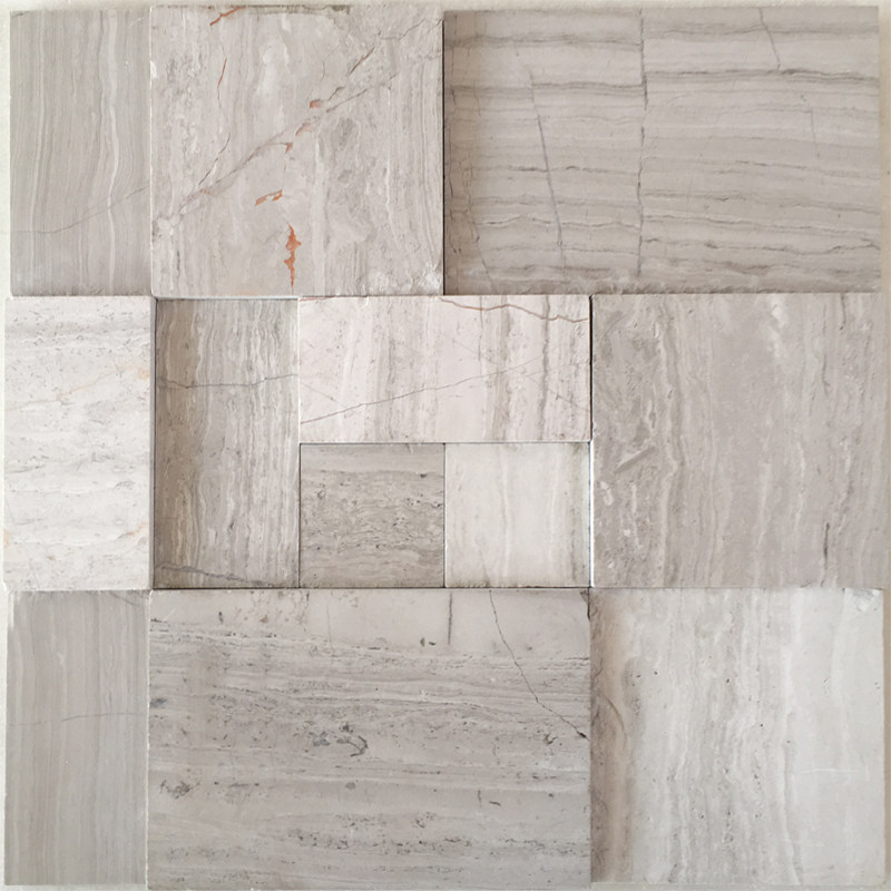 Grey Mosaic Wall Sticker Background Wall Natural Marble Material Grey Wood Grain 3d Solid Culture Stone Genguan Balcony