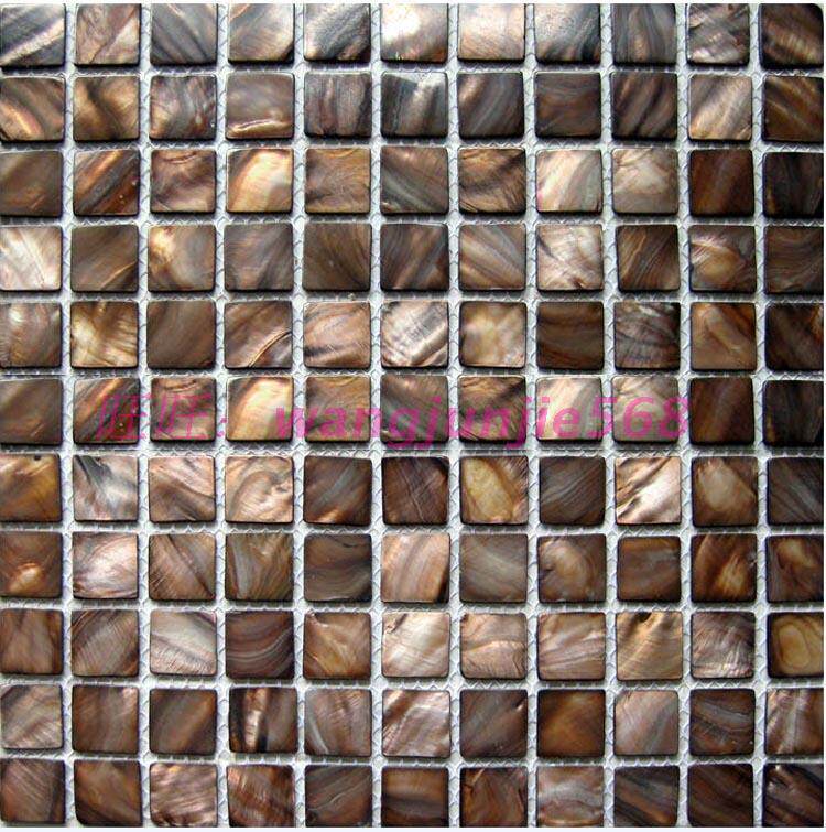 Brown shell mosaic wall sticker background wall Bathroom tile Powder room Natural fish pond bar waist line kitchen
