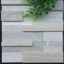Marble Material Mosaic TV Background Wall Living Room Grey Wood Grain Culture Stone Genguan Logo Wall Bathroom Toilet