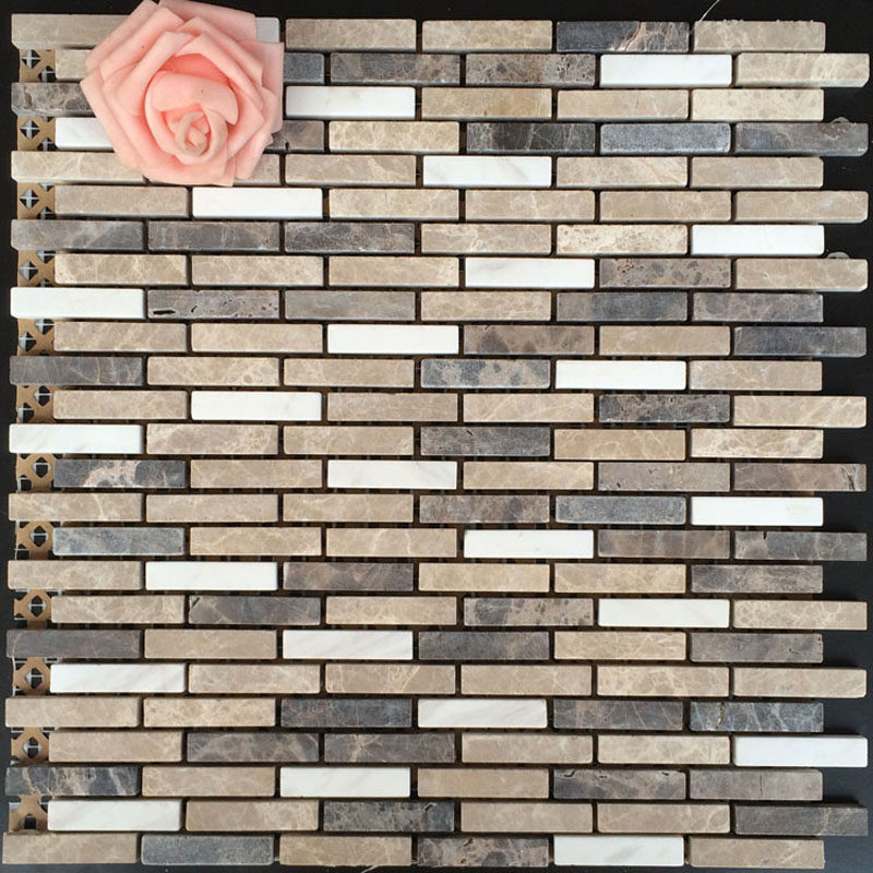 Antique stone mosaic wall stickers marble dark brown balcony white marble curved background wall cultural stone bathroom