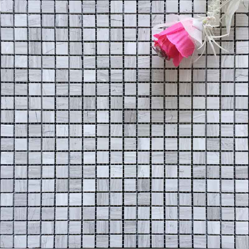 Gray wood grain stone mosaic tile natural marble gray cultural stone pool bar landscape pool powder room