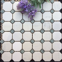 Natural Stone Mosaic Toilet Marble Han Snowy White Green Treasure Anise Parquet Bathroom Background Wall Patch Bar