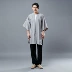 Tay áo mới Hanfu nam áo khoác mỏng phong cách Trung Quốc trang phục mở tay với áo khoác vai trang phục dịch vụ trà ảnh quần sooc Trang phục dân tộc