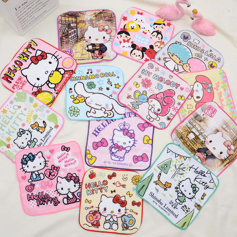 Mini small square towels pure cotton cartoon kitty meritty double neutron star cute maiden water absorbent softness 16 * 16cm