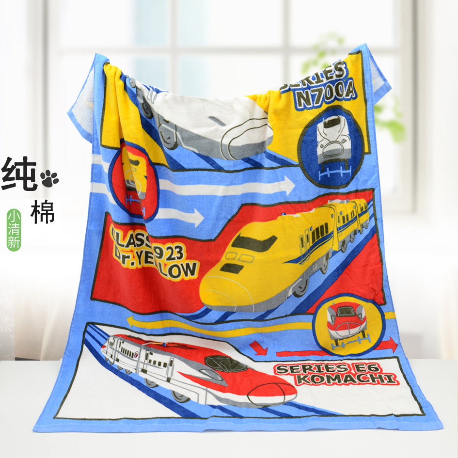Children's children 115 * 85 Enlarged Bath Towels Large Towel Absorbent Soft Boy Shinkansen Train