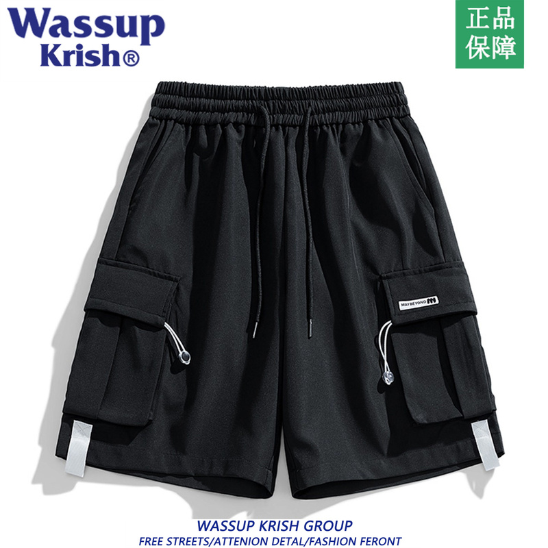 Wassup Krish Men's Shorts American Style Versatile Loose Casual Sports Youth Trendy Brand Workwear Five-Point Shorts