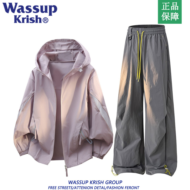 Wassup Krish Suit Men's Breathable Anti-Uv Skin Clothing Pants Summer Sun Protection Outfit Two-Piece Set Wassup Krish Suit Men's Breathable Anti-Uv Skin Clothing Pants Summer Sun Protection Outfit Two-Piece Set