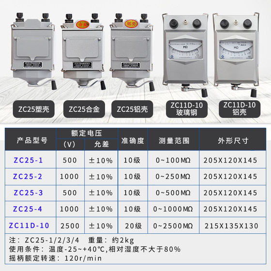 Jingtai 절연 저항 테스터 ZC25-3-4-7 전기 측정기 500V Megger ZC11D-102500V