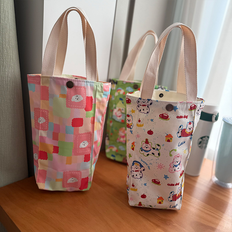 Canvas Handbag, Key and Mobile Phone Bag, Cute Cartoon Waterproof Handbag, Thermos Cup Cover, Water Cup Bag