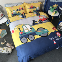 Full cotton mill wool 4 pieces for childrens bed pint boy 1 2m bed three sets thickened cartoon by hood bed linen bed