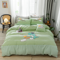 Cartoon Dinosaur Embroidery Children Four Pieces All Cotton Boy Four Seasons Pure Cotton Small Fresh Bed Goods Three Sets 1 2m Bed