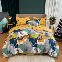 ins Nordic wind boys cartoon lions bed four pieces of children pure cotton 100 full cotton bed with supplies spring and autumn