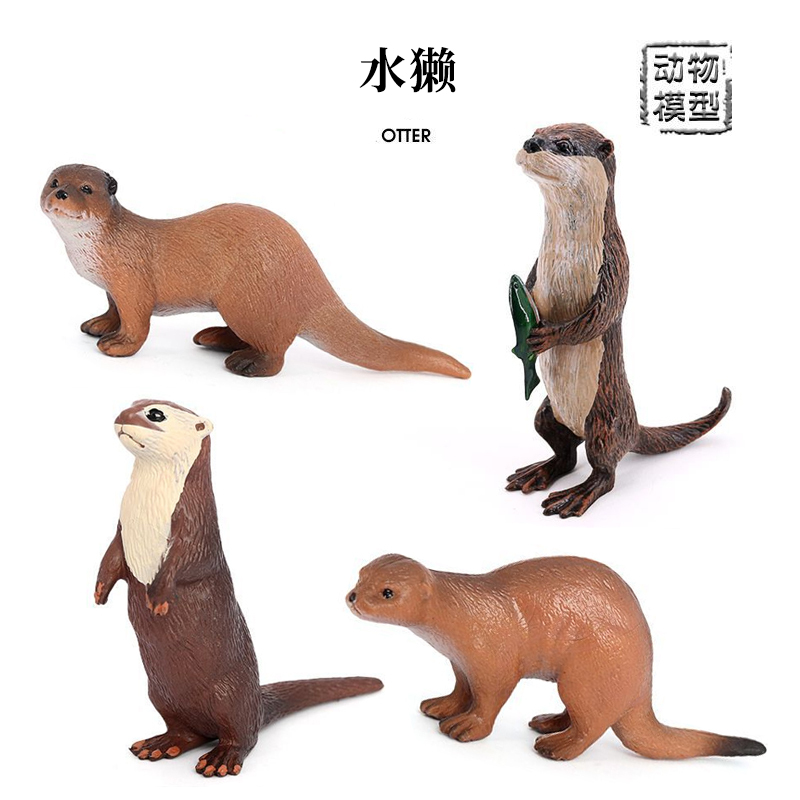Sea Otter Model Simulates Marine Mammals, Cute Solid Otter Figurine, Children's Toy