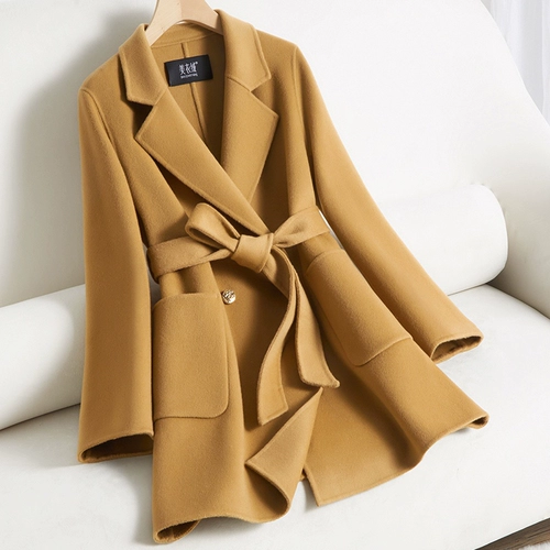 Черное двусторонное кашемировое длинное элитное шерстяное шерстяное пальто, средней длины, подходит для подростков, свободный крой