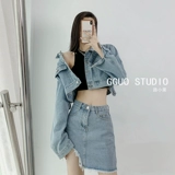 Джинсовая демисезонная ретро куртка для отдыха, короткий джинсовый лонгслив, европейский стиль, оверсайз