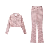 Розовые цветные осенние штаны-клёш, приталенные леггинсы, штаны для отдыха, в американском стиле, свободный прямой крой