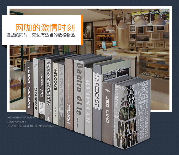 Màu lạnh màu đen và trắng xám giả cuốn sách mô phỏng cuốn sách mô hình phòng phòng đạo cụ mô hình tủ sách TV tủ trang trí cuốn sách trang trí cách decor phòng ngủ