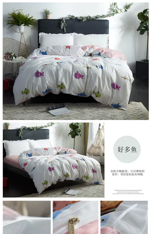 Văn chương đôi tươi 100% cotton quilt bìa đơn ký túc xá bông duy nhất chăn bông tình yêu báo - Quilt Covers chăn mền cotton