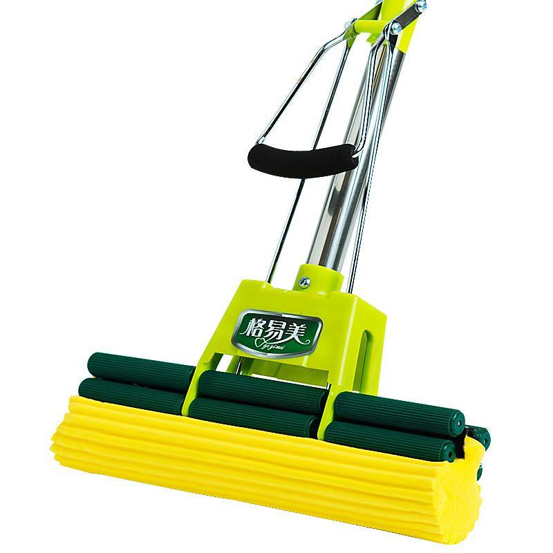 Absorbent Sponge Mop, Roller-Type Enhanced Hands-Free Mop, Stainless Steel Large Floor Mop for Home Use, Squeeze Water Mop