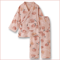 (Peaches and soda) Japanese ins oil painting style kimono cotton gauze pajamas women spring and autumn 2021 New