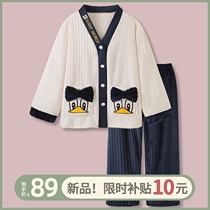 Yuan Qi ~ Japanese cute cartoon pajamas female autumn and winter flannel thickened 2021 new home wear