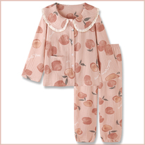 (sunny) Japanese sweet cotton gauze pajamas spring and autumn women winter ins oil painting style home clothes