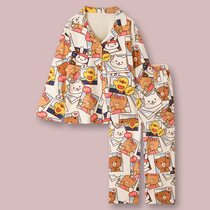 (Little Bear about the meeting) Japanese cartoon graffiti cotton pajamas female spring and autumn long sleeve students loose home clothes
