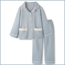 (No print wind) couples pajamas spring and autumn womens winter air layer cotton 2021 new mens home clothes