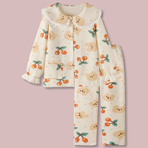 Yuan Qi Girl Japanese pajamas spring and autumn womens winter warm cotton cotton 2021 new home wear suit