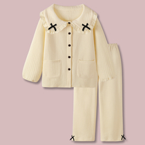 Milk fufu Japanese air layer cotton pajamas spring and autumn womens winter thickened warm new home clothes