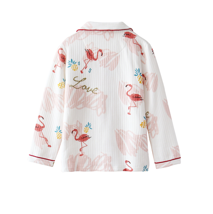Đồ ngủ đầy nắng! Đồ ngủ flamingo phụ nữ mùa thu và mùa đông ve áo dày ấm áp có thể được mặc bên ngoài dịch vụ nhà đồ pijama