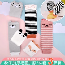Baby spring and autumn leggings socks thick plus velvet autumn winter knee pads baby stockings over the knee