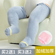 New baby cotton stockings thickened Terry socks baby knee socks 0-1-2 years old autumn and winter style plus Velvet