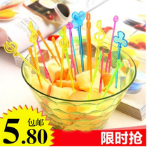 Disposable fruit fork Color fashion toothpick bar KTV creative flower sign fruit sign fruit cake fork