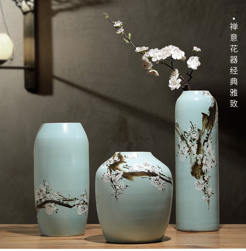 Jingdezhen ceramic vase furnishing articles table of new Chinese style decoration indoor living room TV ark, flower arranging dried flower decoration