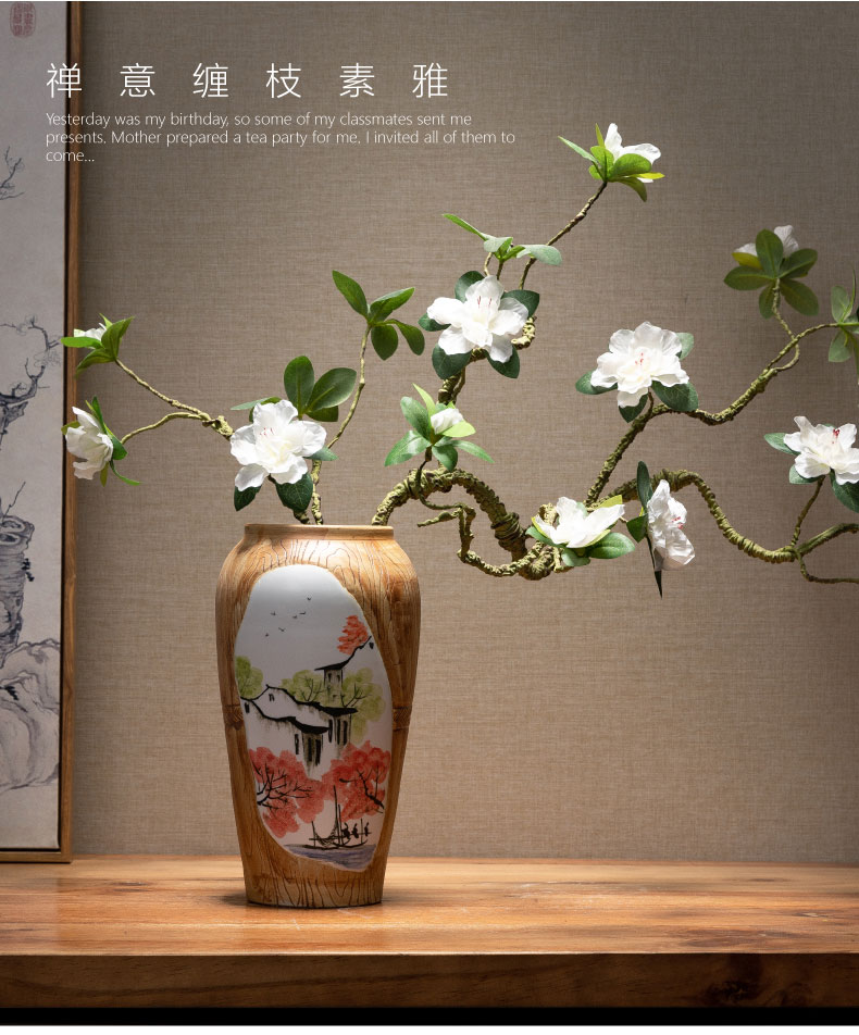 Jingdezhen dried flowers flower arrangement of new Chinese style zen vase furnishing articles ceramic table sitting room TV ark, adornment to restore ancient ways