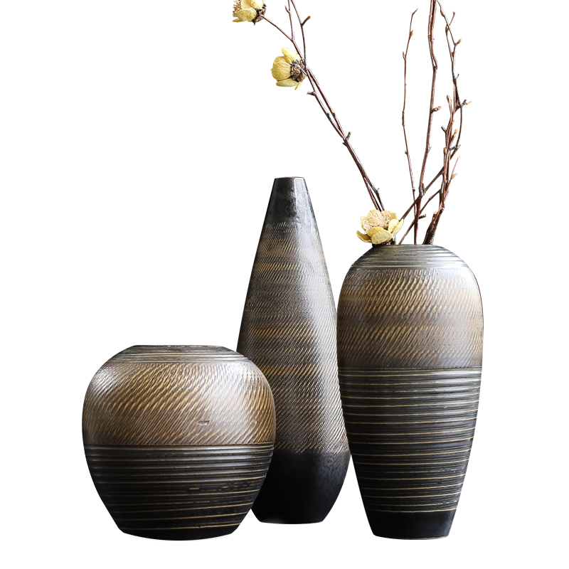 New Chinese style table sitting room put dry flower vase furnishing articles decorations ceramic flower arranging ceramic decoration creative move