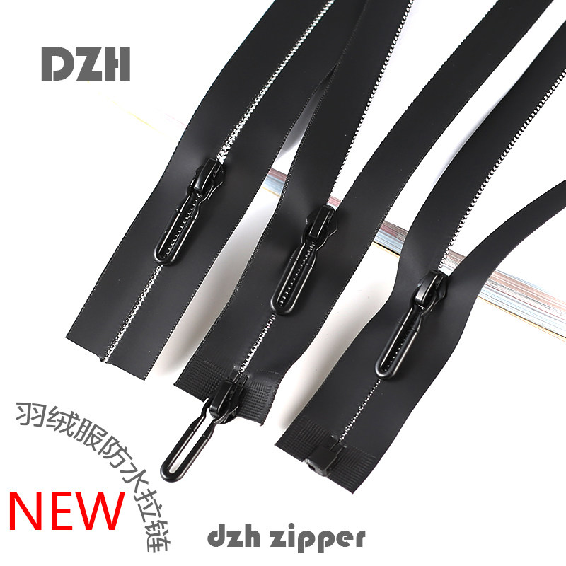 No. 5 waterproof dew platinum tooth German imported high temperature resistant film coat down jacket cotton jacket long zipper