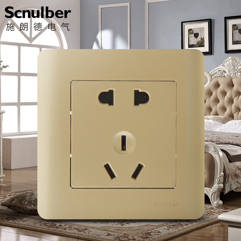 Champagne golden switch socket panel multifunction five-hole socket power wall 23 plug 5-hole socket-Taobao