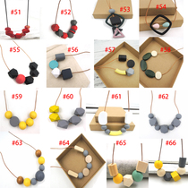 2020 wooden sweater chain leather geometric European and American cross-border necklace pendant simple multi-color