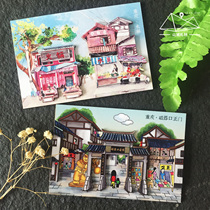 Mountain City courteous wooden three-dimensional postcard postcard Chongqing original accompanying handmade tourist souvenirs