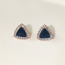 Simple triangle black rhinestone ear clip no earrings Korean Girl clip earrings fake stud earrings female New same model