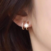 Double ear ring integrated mosquito coil pan ear clip without pain Superior sensation female minimalist ear decorated with small circle no earring earrings