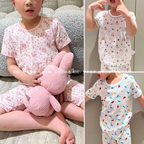Outlet Japan Summer Children Pure Cotton Breathable Short Sleeve Home Clothing for men and women Air-conditioned Pyjamas 50% Pants Suit